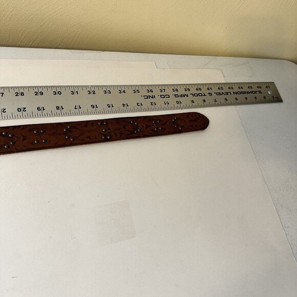 Levi Straus Signature Belt Women Size Large Brown Leather Buckle Studs 34 in - Picture 6 of 10